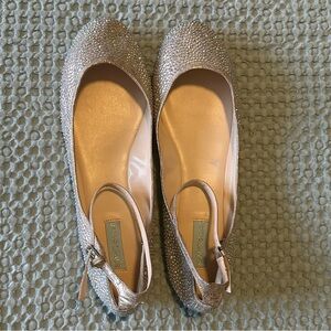 Elegant Iridescent Crystal Studded Ballet Flats